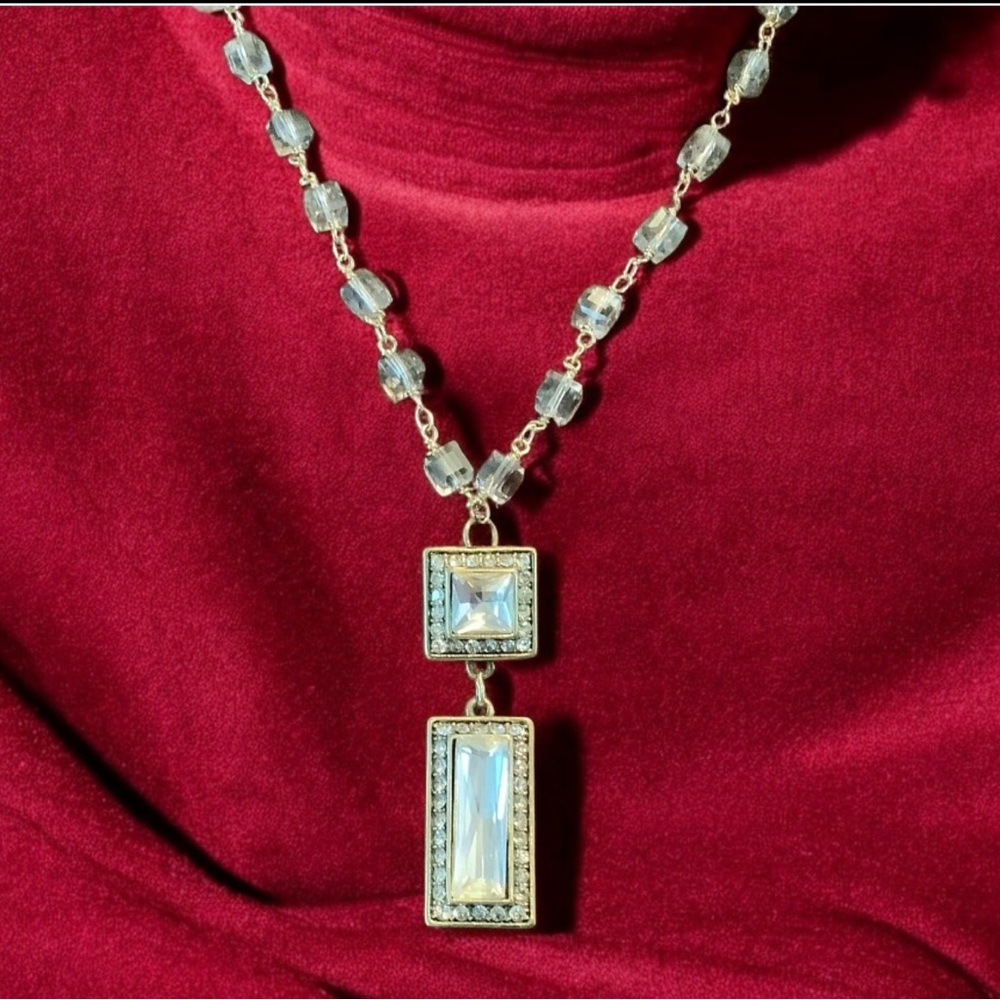 Heidi Daus Gold And Silver Rectangular Crystal Pe… - image 4